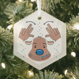 My favorite Reindeer in Sign Language Glas Ornament