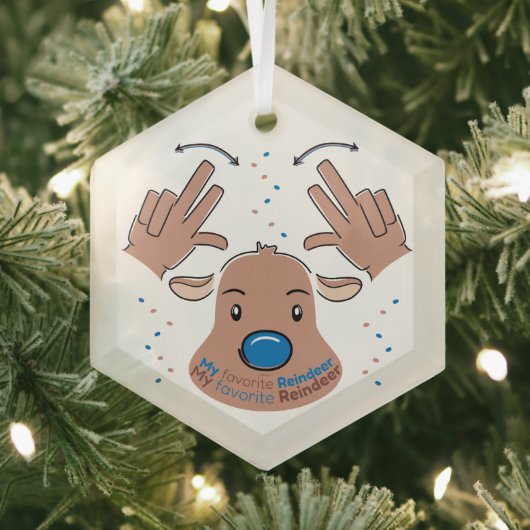 My favorite Reindeer in Sign Language Glas Ornament (Insitu)