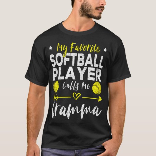 My Favorite Softball Player Calls Me Gramma Softba T-shirt (Voorkant)