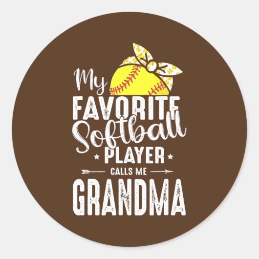 My Favorite Softball Player Calls Me Grandma  Ronde Sticker (Voorkant)