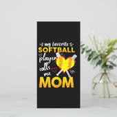 My Favorite Softball Player Calls Me Mom Bedankkaart (Staand voorkant)