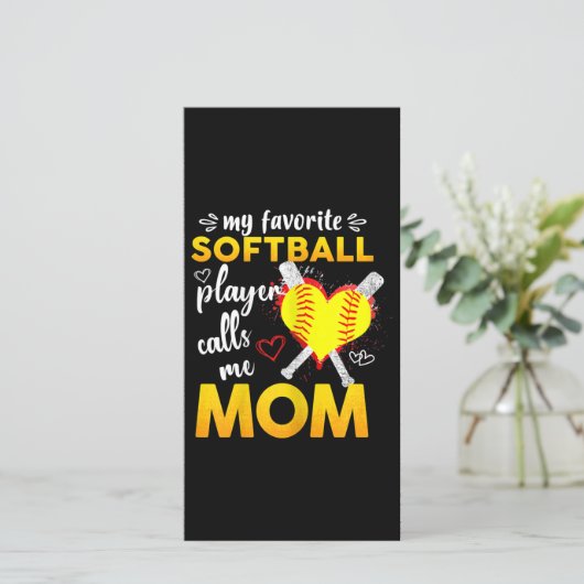 My Favorite Softball Player Calls Me Mom Bedankkaart (Staand voorkant)