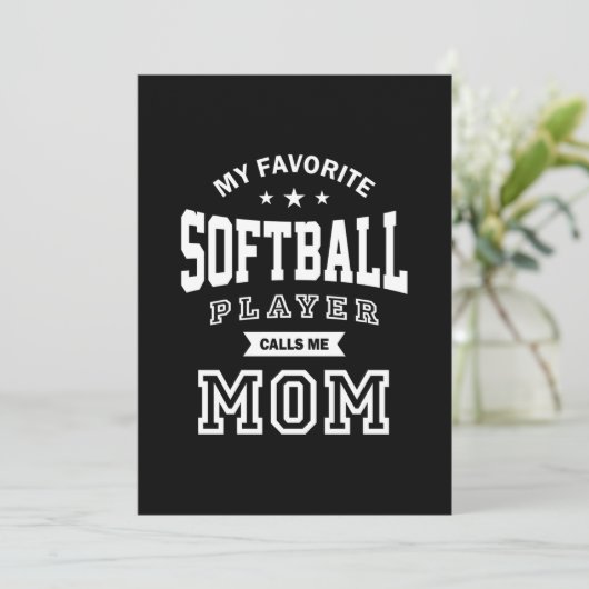 My Favorite Softball Player Calls Me Mom Bedankkaart (Staand voorkant)