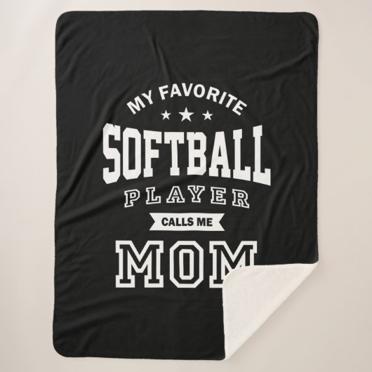 My Favorite Softball Player Calls Me Mom Sherpa Deken (Voorkant)