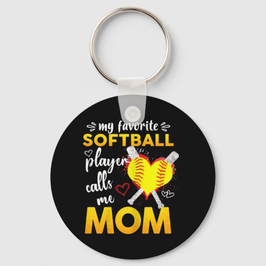 My Favorite Softball Player Calls Me Mom Sleutelhanger (Voorkant)