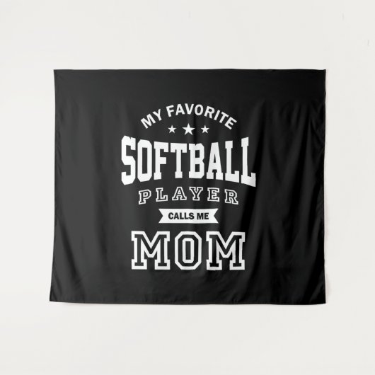 My Favorite Softball Player Calls Me Mom Wandkleed (Voorkant (horizontaal))