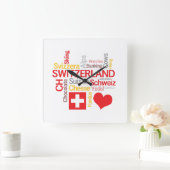 My Favorite Swiss Things Funny Vierkante Klok (Huis)