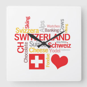 My Favorite Swiss Things Funny Vierkante Klok