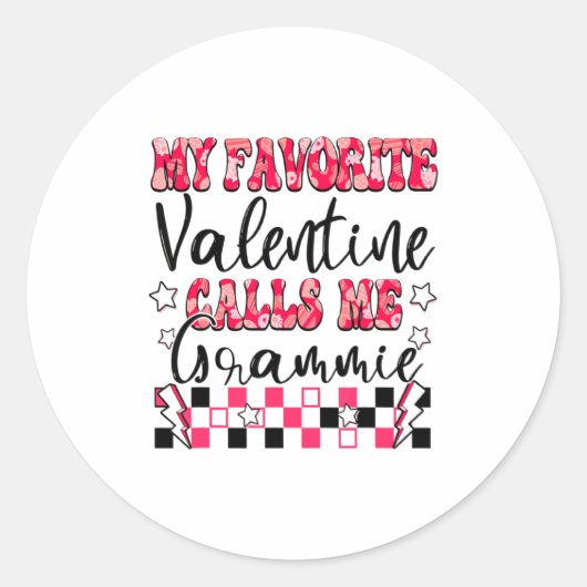 My Favorite Valentine Calls Me Grammie Valentines  Ronde Sticker (Voorkant)
