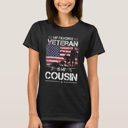 My Favorite Veteran Is My Cousin   Flag Veterans D T-shirt (Voorkant)