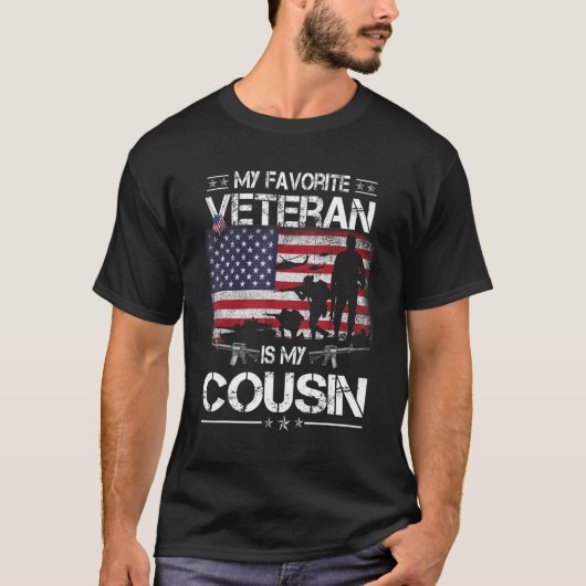 My Favorite Veteran Is My Cousin   Flag Veterans D T-shirt (Voorkant)