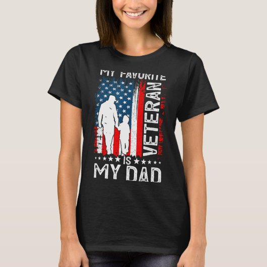 My Favorite Veteran Is My Dad Father Thank You Vet T-shirt (Voorkant)
