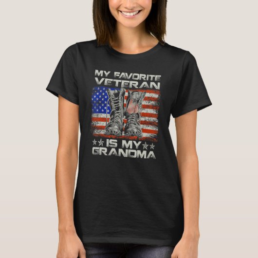 My Favorite Veteran Is My Grandma Combat Boots Ame T-shirt (Voorkant)
