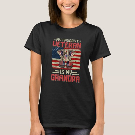 My Favorite Veteran Is My Grandpa Combat Boots Ame T-shirt (Voorkant)