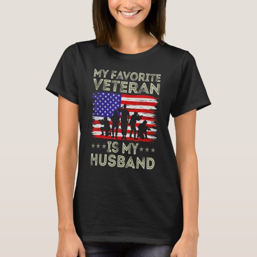 My Favorite Veteran Is My Husband American Flag Ve T-shirt (Voorkant)