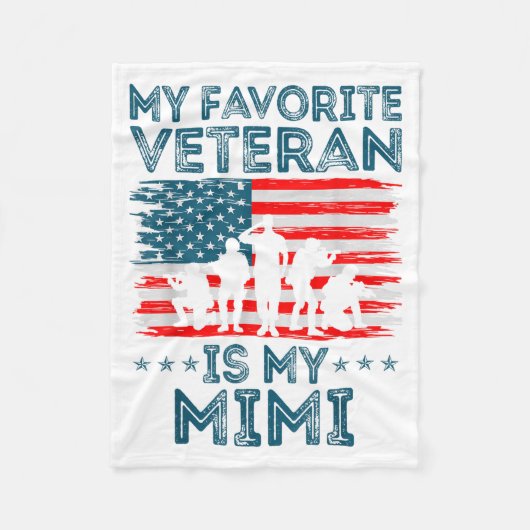 My Favorite Veteran Is My Mimi American Flag Veter Fleece Deken (Voorkant)
