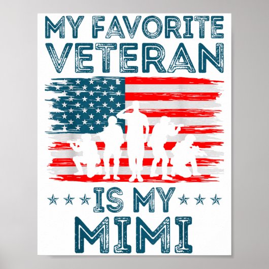 My Favorite Veteran Is My Mimi American Flag Veter Poster (Voorkant)