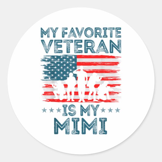 My Favorite Veteran Is My Mimi American Flag Veter Ronde Sticker (Voorkant)