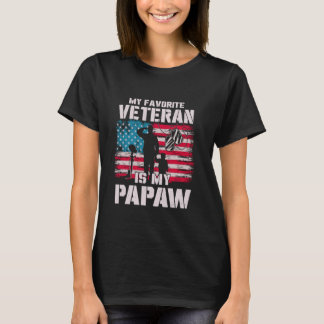 My Favorite Veteran Is My Papaw American Flag Fath T-shirt