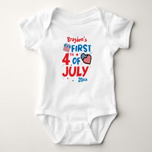 My first 4th of July 2022 personalized name & year Romper (Voorkant)