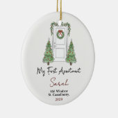 My First Apartment Custom Name & Address Keramisch Ornament (Rechts)