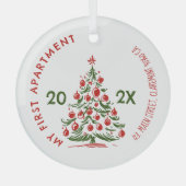 My First apartment keepsake fireplace Whimsical Glas Ornament (Voorkant)