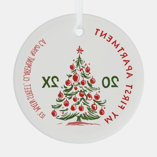 My First apartment keepsake fireplace Whimsical Glas Ornament (Achterkant)