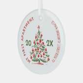 My First apartment keepsake fireplace Whimsical Glas Ornament (Voorkant links)