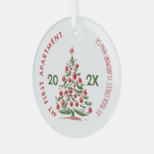 My First apartment keepsake fireplace Whimsical Glas Ornament (Voorkant links)