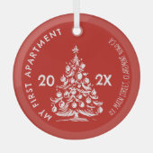 My First apartment keepsake Whimsical red Glas Ornament (Voorkant)