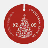 My First apartment keepsake Whimsical red Glas Ornament (Achterkant)