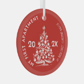 My First apartment keepsake Whimsical red Glas Ornament (Voorkant Rechts)