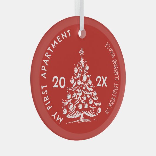 My First apartment keepsake Whimsical red Glas Ornament (Voorkant Rechts)