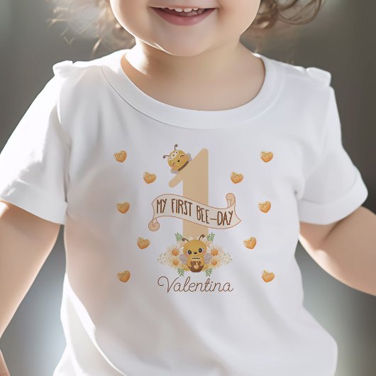 "My First Bee Day" Leuk 1e verjaardag shirt w / na