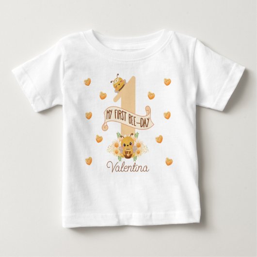 "My First Bee Day" Leuk 1e verjaardag shirt w / na (Voorkant)