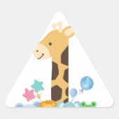 My First Birthday. Giraffe and Happy Animals Desig Sticker (Voorkant)