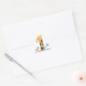 My First Birthday. Giraffe and Happy Animals Desig Sticker (Envelop)