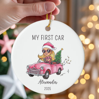 My First Car Personalized Name & Year Keramisch Ornament