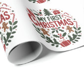 My First Christmas 1st Xmas Family Matching Baby  Cadeaupapier (Rol Hoek)