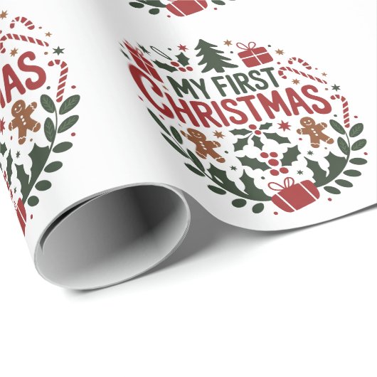 My First Christmas 1st Xmas Family Matching Baby  Cadeaupapier (Rol Hoek)