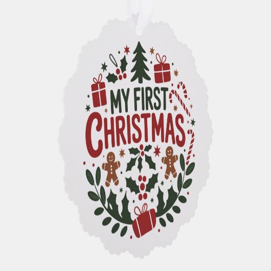 My First Christmas 1st Xmas Family Matching Baby  Ornament Kaart (Rechts)