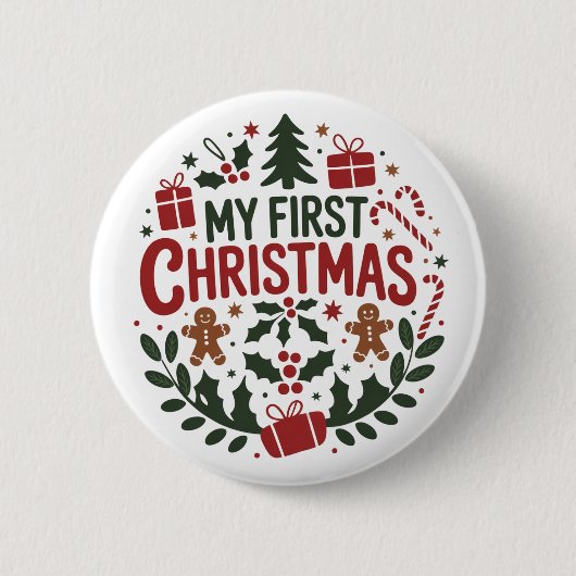 My First Christmas 1st Xmas Family Matching Baby  Ronde Button 5,7 Cm (Voorkant)
