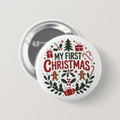 My First Christmas 1st Xmas Family Matching Baby  Ronde Button 5,7 Cm (Voorkant /achterkant)