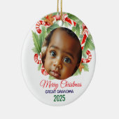 My First Christmas 2025: Personalized Photo  Keramisch Ornament (Rechts)