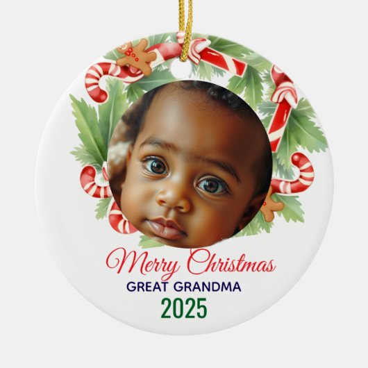 My First Christmas 2025: Personalized Photo  Keramisch Ornament (Voorkant)
