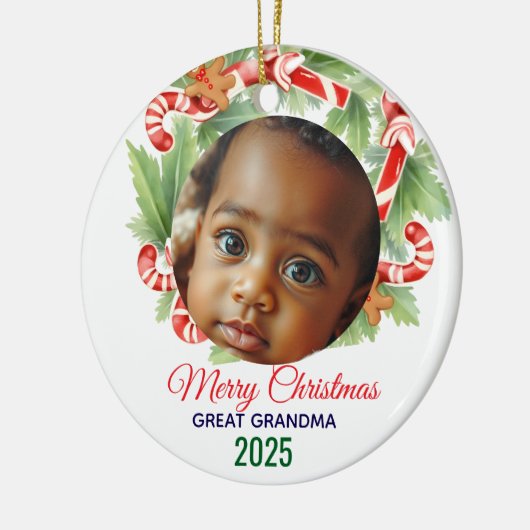 My First Christmas 2025: Personalized Photo  Keramisch Ornament (Links)