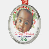 My First Christmas 2025: Personalized Photo  Metalen Ornament (Links)