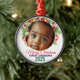 My First Christmas 2025: Personalized Photo Metalen Ornament