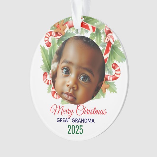 My First Christmas 2025: Personalized Photo  Ornament (voorkant)