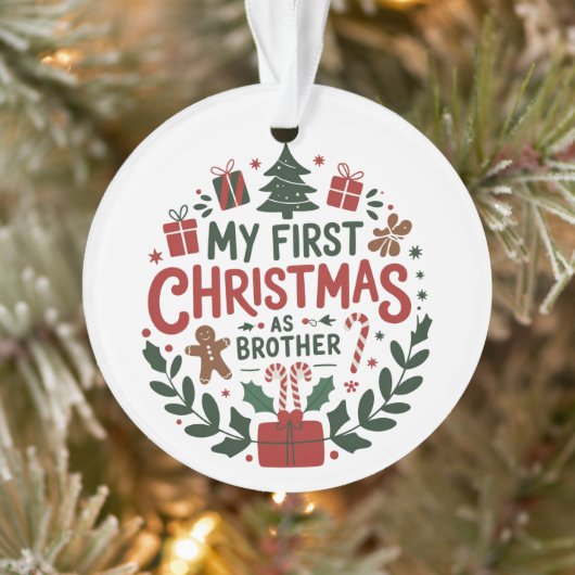 My First Christmas As Brother Family Matching  Ornament (Boom)